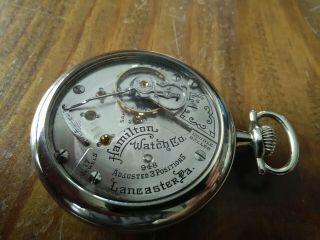 Hamilton 18S Pocket Watch / 948,  17 Jewels,  Adjusted 3 Positions / Serviced. 7
