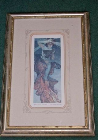 Large Framed Mucha Lady Print The Morning Star Art Nouveau