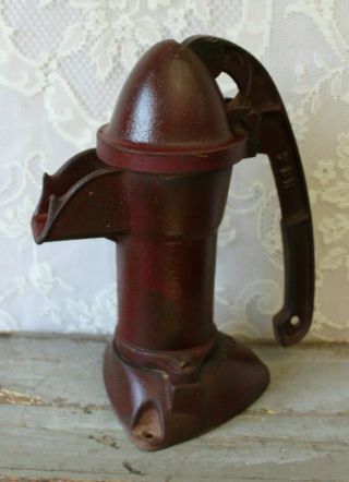Antique Red Cast Iron Hand Water Pump 13 1/2 " Tall