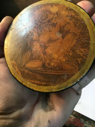 18th Early 19th Century Fancy Paper - mache Snuff Box With Scene 1780 - 1820 5