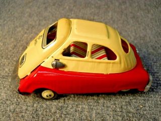 Bandai Japan Isetta Tin Litho Friction Toy Car 1950 