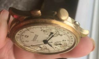 Eberhard Antique Rare Chronograph Chaux De Fond Hand - Winding Watch Runs Repair 10