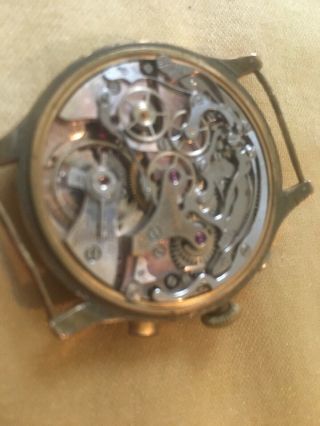 Eberhard Antique Rare Chronograph Chaux De Fond Hand - Winding Watch Runs Repair 11