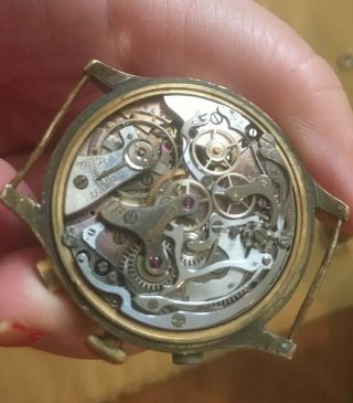 Eberhard Antique Rare Chronograph Chaux De Fond Hand - Winding Watch Runs Repair 12