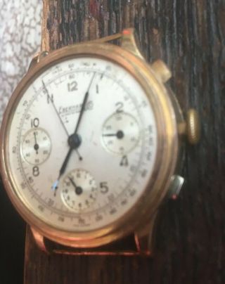 Eberhard Antique Rare Chronograph Chaux De Fond Hand - Winding Watch Runs Repair 3