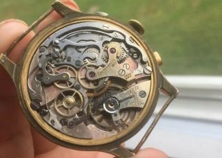 Eberhard Antique Rare Chronograph Chaux De Fond Hand - Winding Watch Runs Repair 6