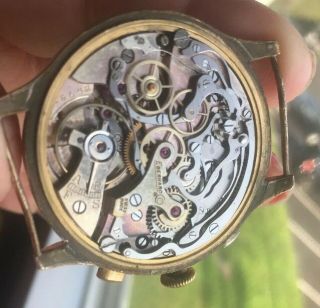 Eberhard Antique Rare Chronograph Chaux De Fond Hand - Winding Watch Runs Repair 7