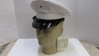 Vietnam Era Usaf Us Air Force Security Police Dress White Visor Hat Cap 1974 Nos