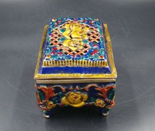 Handmade Carving Statue Brass Cloisonne Coloured drawing Incense Burners XUanDe 4