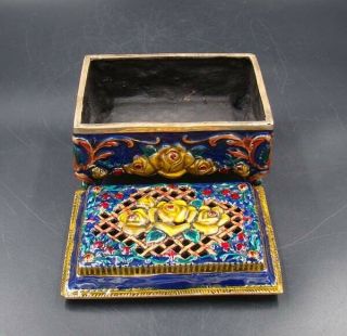 Handmade Carving Statue Brass Cloisonne Coloured drawing Incense Burners XUanDe 5