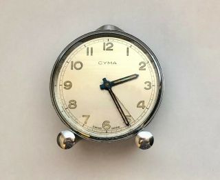 Cyma Vintage Chrome Travel Alarm Clock - Swiss made 2