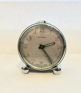 Cyma Vintage Chrome Travel Alarm Clock - Swiss made 4