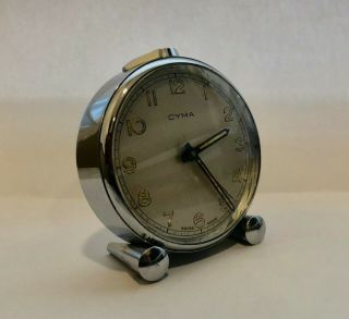 Cyma Vintage Chrome Travel Alarm Clock - Swiss made 5