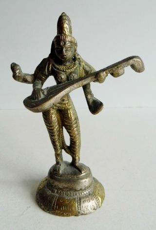 Old Indian Bronze / Brass Statue Of A Multi Armed Hindu Deity - 11cm Tall