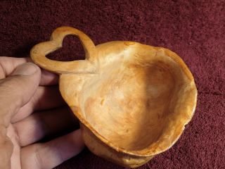 Vintage Handmade Burl Wood Drinking Cup Kuksa W Heart Sami Finland Sweden