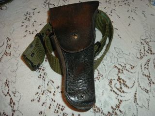 Vintage Us Military Bolen Lea.  Prod.  7791466 And Belt Pistol Holster