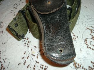 Vintage US Military Bolen Lea.  Prod.  7791466 and Belt Pistol Holster 3