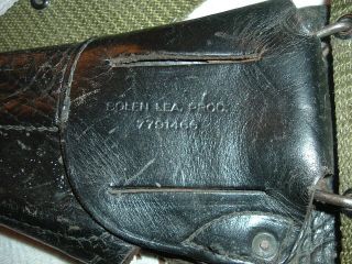 Vintage US Military Bolen Lea.  Prod.  7791466 and Belt Pistol Holster 5