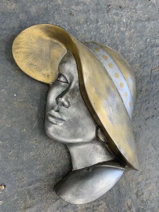 Vintage Art Deco Girl Wall Plaque Hat
