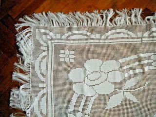 19c Old Victorian time Filet Crochet Tablecloth hand made nouveau Europe 54 