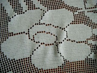 19c Old Victorian time Filet Crochet Tablecloth hand made nouveau Europe 54 