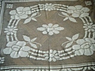 19c Old Victorian time Filet Crochet Tablecloth hand made nouveau Europe 54 