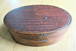 Antique Wood Two Fingered Oval Pantry Box 5 3/4 " X 2 "