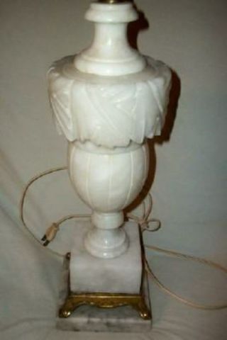 Antique Italian Hand Carved Alabaster Marble Lamp 1930 ' s Estate 2