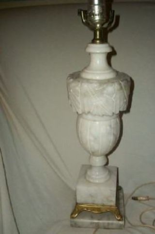 Antique Italian Hand Carved Alabaster Marble Lamp 1930 ' s Estate 5