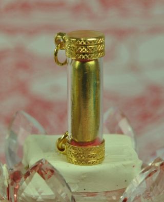 Capsule GOLD Real LEKLAI Takrut Thong Pla Lai LP Huan Thai Buddha Amulet Pendant 4