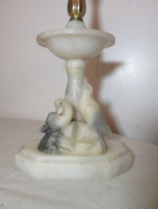 vintage figural hand carved birds marble alabaster sculpture electric table lamp 2