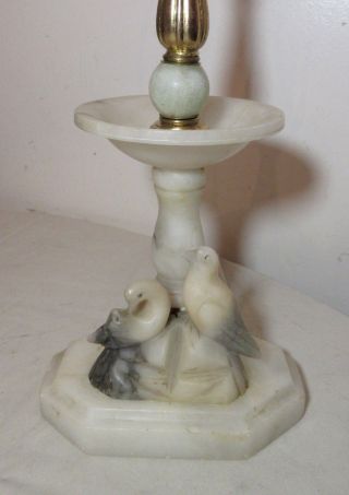 vintage figural hand carved birds marble alabaster sculpture electric table lamp 3
