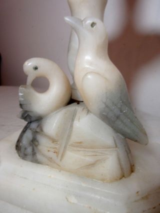 vintage figural hand carved birds marble alabaster sculpture electric table lamp 6