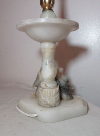 vintage figural hand carved birds marble alabaster sculpture electric table lamp 8