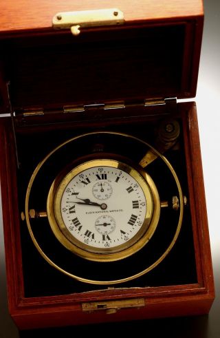 Rare Elgin Deck Watch | 21 - Jewel Up/down Indicator Elgin Watch In Gimbaled Box