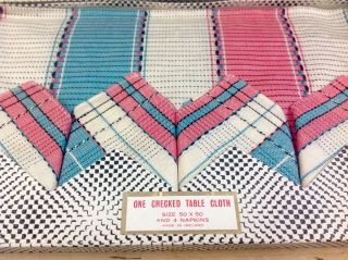 Vintage Irish Cotton Tablecloth & Matching Napkins 50x50 Inch Boxed