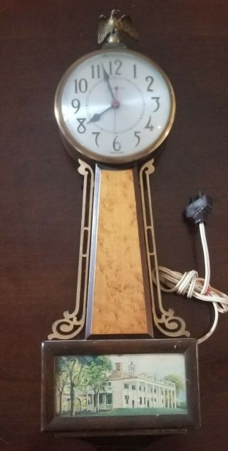 Vg Vintage Sessions Banjo Electric Clock W/eagle Finial Mt Vernon Image