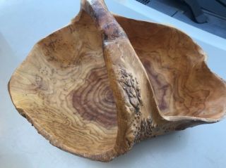 Hand Carved Burl Wood Bowl Basket