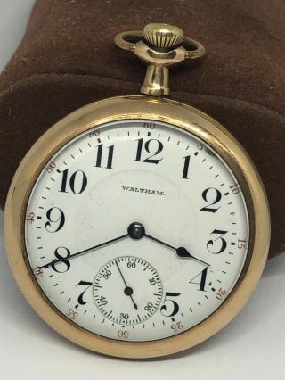 1910 Waltham Grade 635 Model 1908 17j 16s Gold Filled Case Pocket Watch