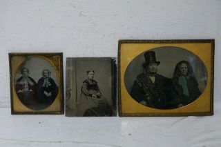 3 Very Old Photograhic Images Ambrotype Daguerreotype - L@@k - Rare