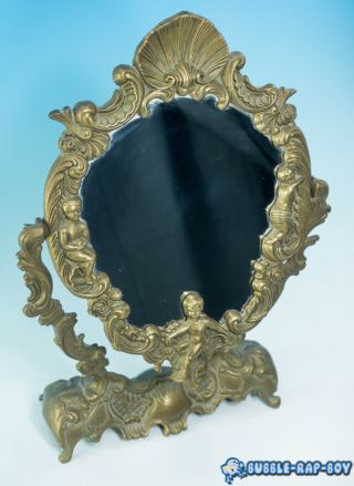 VINTAGE ROCOCO CAST BRONZE SWIVEL VANITY BOUDOIR BATHROOM ORNATE MIRROR 6