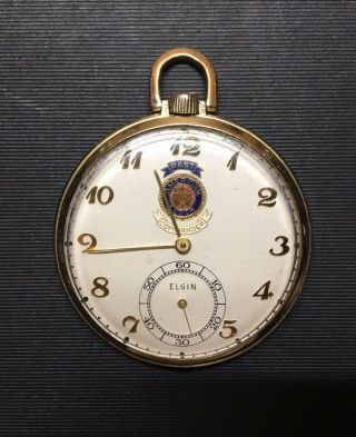 Vintage Elgin American Legion Past Commander Gold Filled 10k Pocket Watch