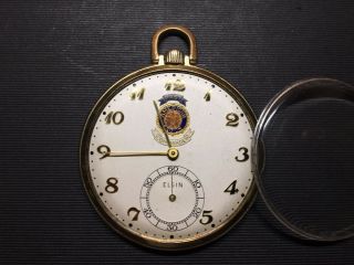 Vintage Elgin American Legion Past Commander gold filled 10K pocket watch 3