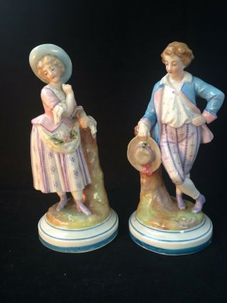 Antique Porcelain.  German Couple Thuringen.  Marked Bottom In Blue