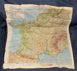 Ww2 82nd 376th 466th 17th Airborne Paratrooper Named Invasion Silk France Map