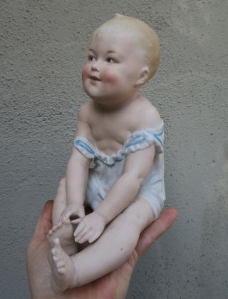 Gebruder Heubach Bisque porcelain Piano Baby Figurine Antique vintage 4
