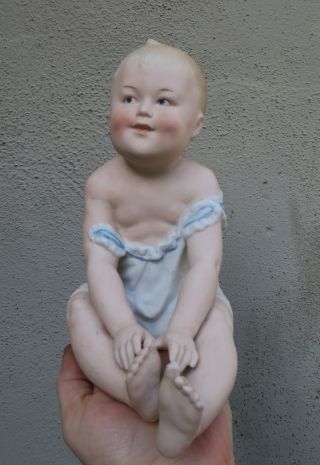 Gebruder Heubach Bisque porcelain Piano Baby Figurine Antique vintage 8