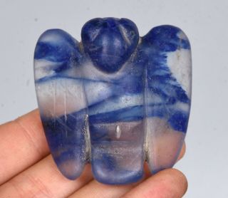 2.  2 " Old Chinese Hongshan Culture Blue Crystal Carved Eagle Birds Pendant Amulet