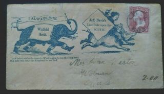 65 Civil War Patriotic - Rare Unlisted Caricature Elephant Chasing A Boar