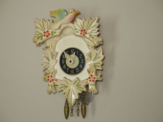 Vintage German J.  Engstler Novelty Wind - Up Mini Cuckoo Clock